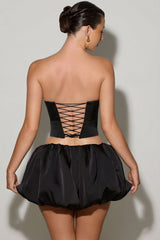 Bubble Hem Micro Mini Skirt in Black