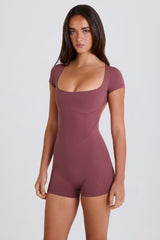 Four-Way Stretch Open-Back Unitard in Acai