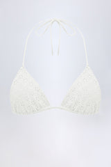 Broderie Anglaise Triangle Bikini Top in White