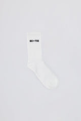 Ribbed Half-Crew Socks in White