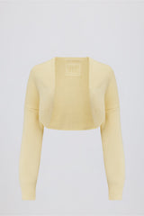 Ribbed-Knit Cropped Shrug in Lemon