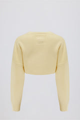 Ribbed-Knit Cropped Shrug in Lemon