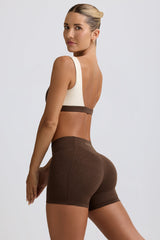 Ruched Mini Shorts in Pecan Marl