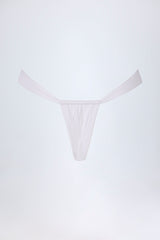 Ruched Thong Bikini Bottoms in White