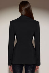 Structured Double-Breasted Blazer in Black