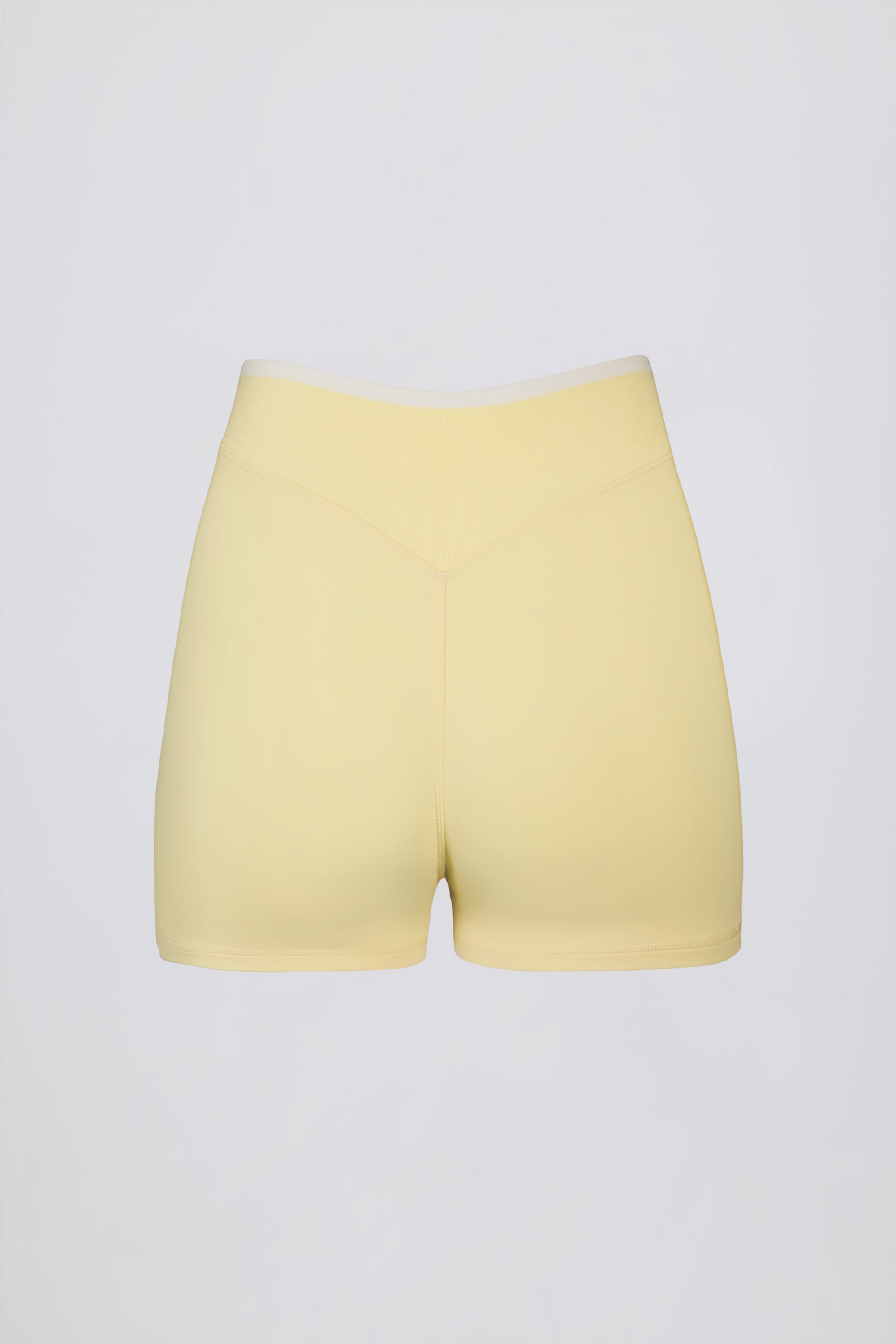 Soft Active Wrapover Contrast Mini Shorts in Soft Yellow
