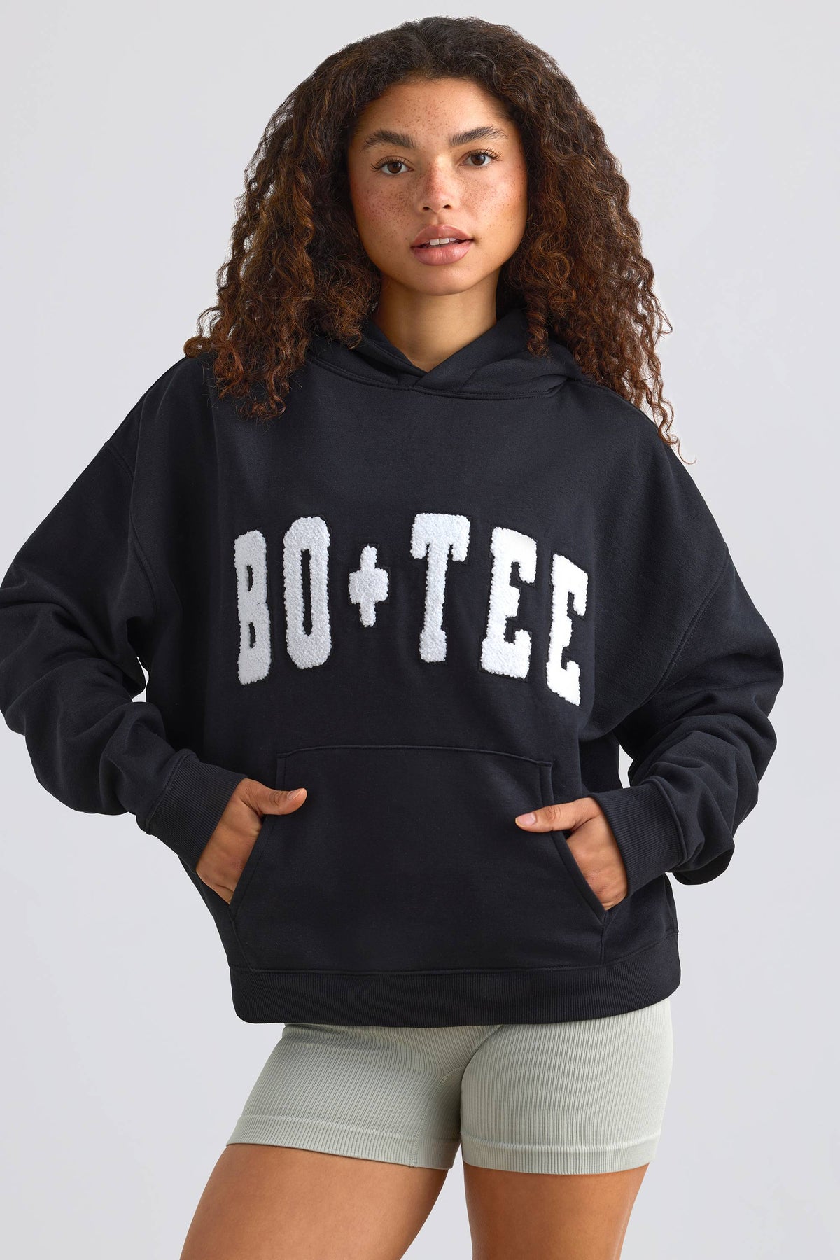 Acid Wash Oversized Hoodie in Black