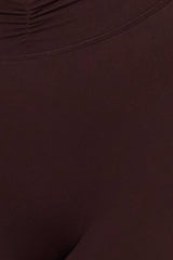 Soft Active Ruched Flared Trousers in Espresso