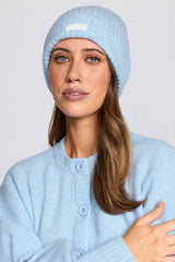 Ribbed Knit Beanie Hat in Powder Blue