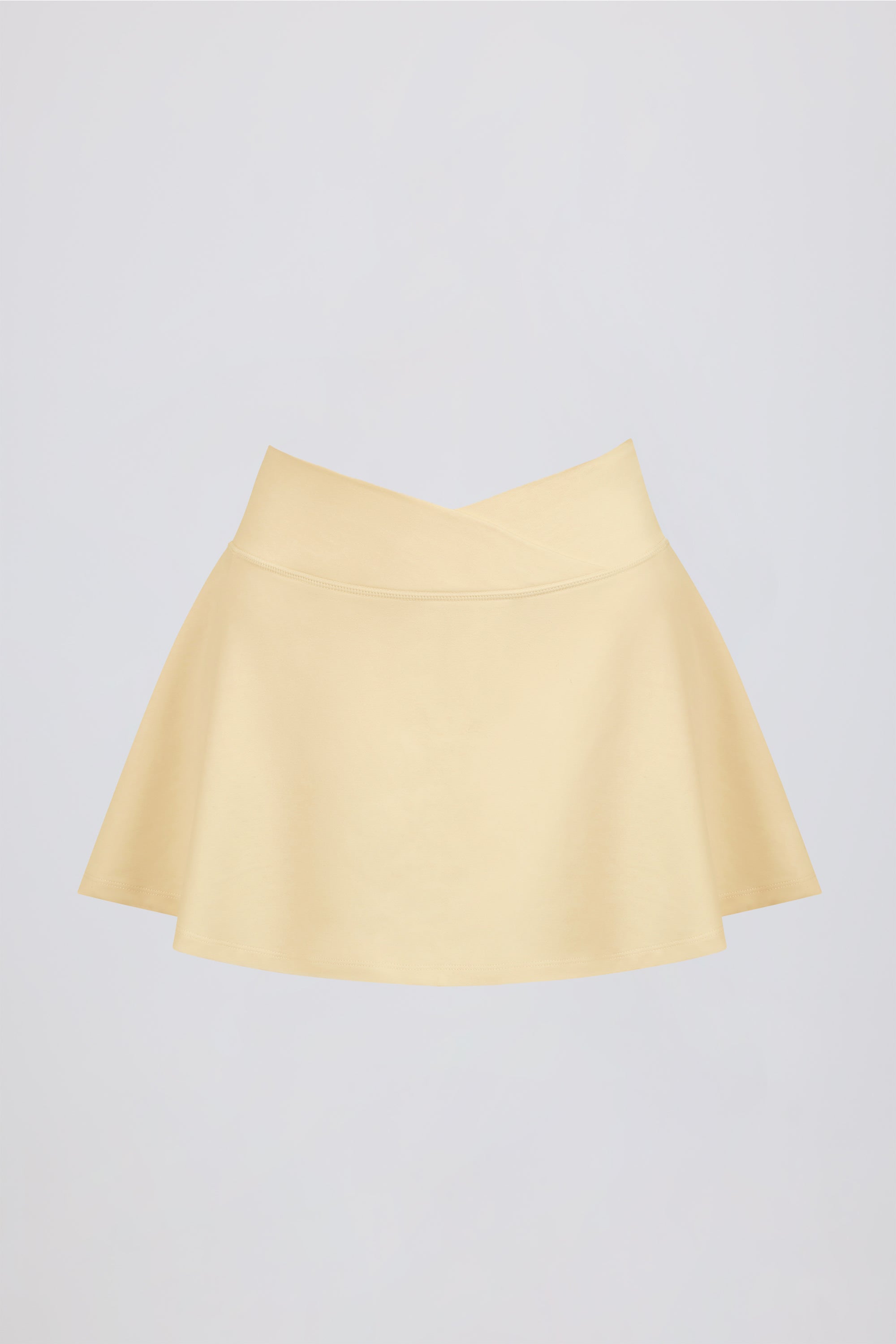 Brushed Jersey Crossover Mini Skort in Lemon Marl