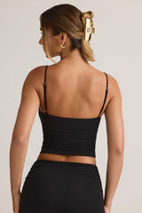 Modal V-Neck Ruched Camisole Top in Black