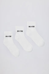 Ribbed Crew Sock Bundle in White