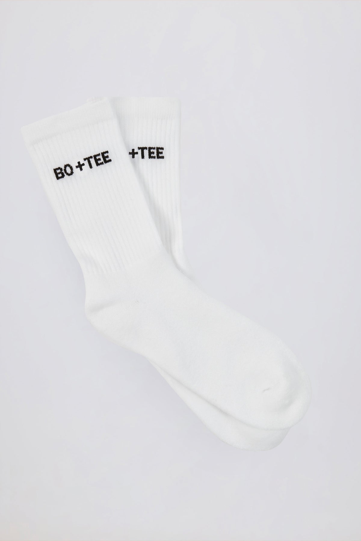 Ribbed Half-Crew Socks in White