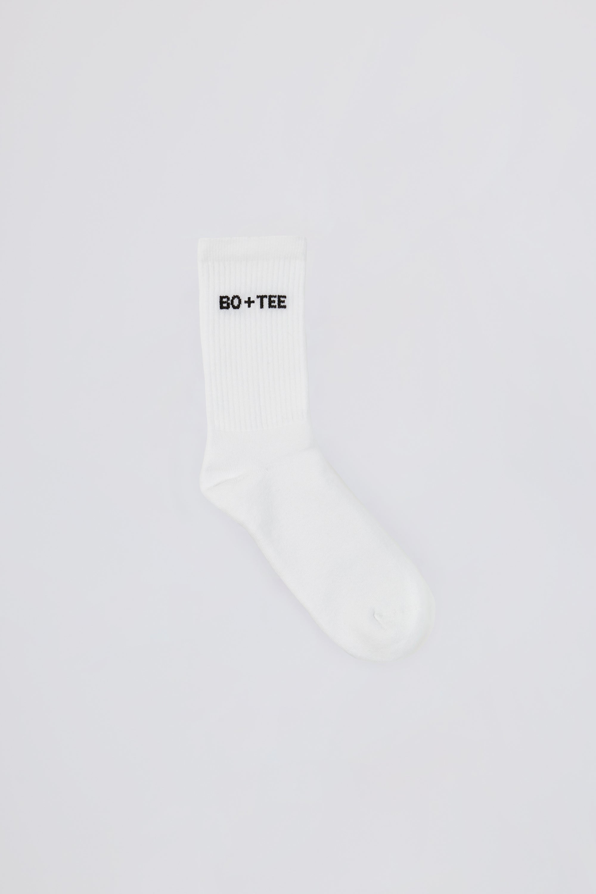 Ribbed Half-Crew Socks in White